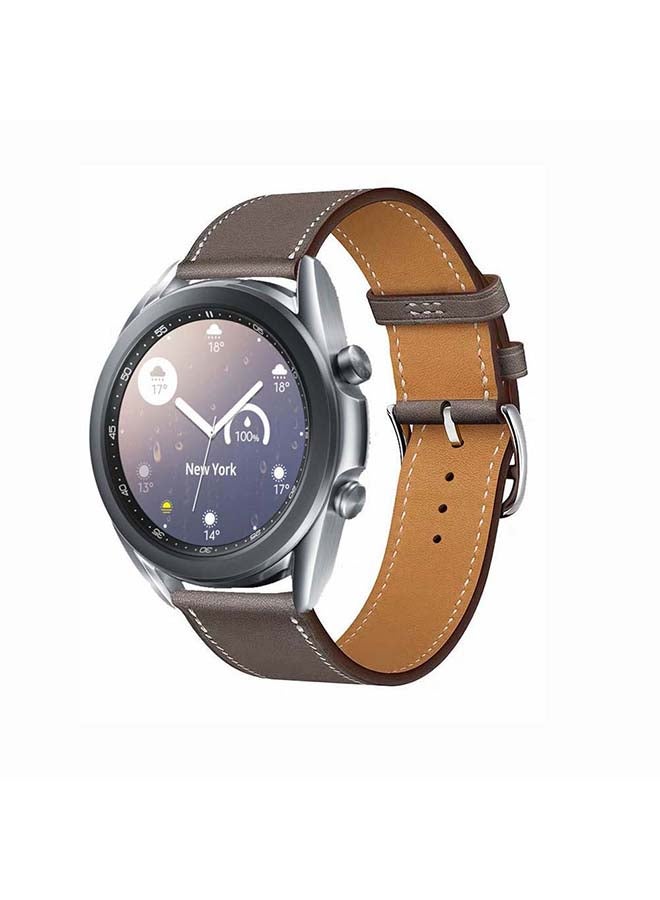 Perfii Genuine Leather Replacement Band For Samsung Galaxy Watch3 41mm Grey - Image 2