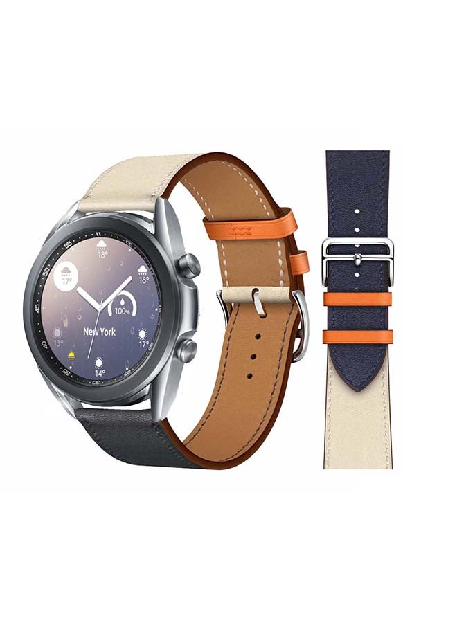 Perfii Genuine Leather Replacement Band for Samsung Galaxy Watch3 41mm Indigo Cream - Image 1