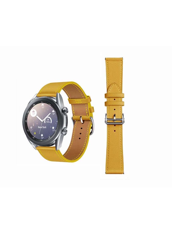 Perfii Supreme Genuine Leather Replacement Band For Samsung Galaxy Watch3 41mm Jaune Amber - Image 1