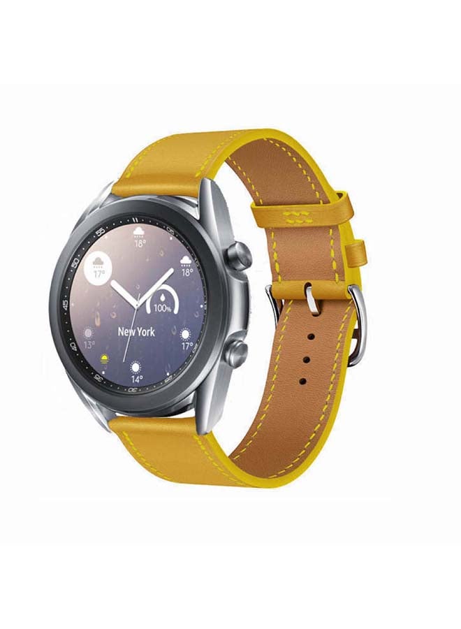 Perfii Supreme Genuine Leather Replacement Band For Samsung Galaxy Watch3 41mm Jaune Amber - Image 2