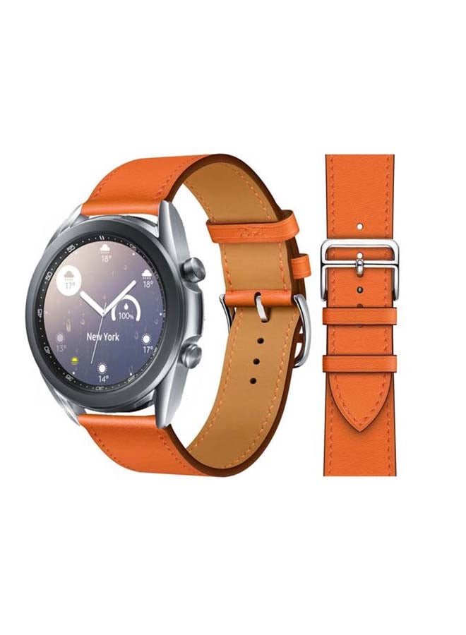 Perfii Supreme Genuine Leather Replacement Band For Samsung Galaxy Watch3 41mm Orange Swift - Image 1
