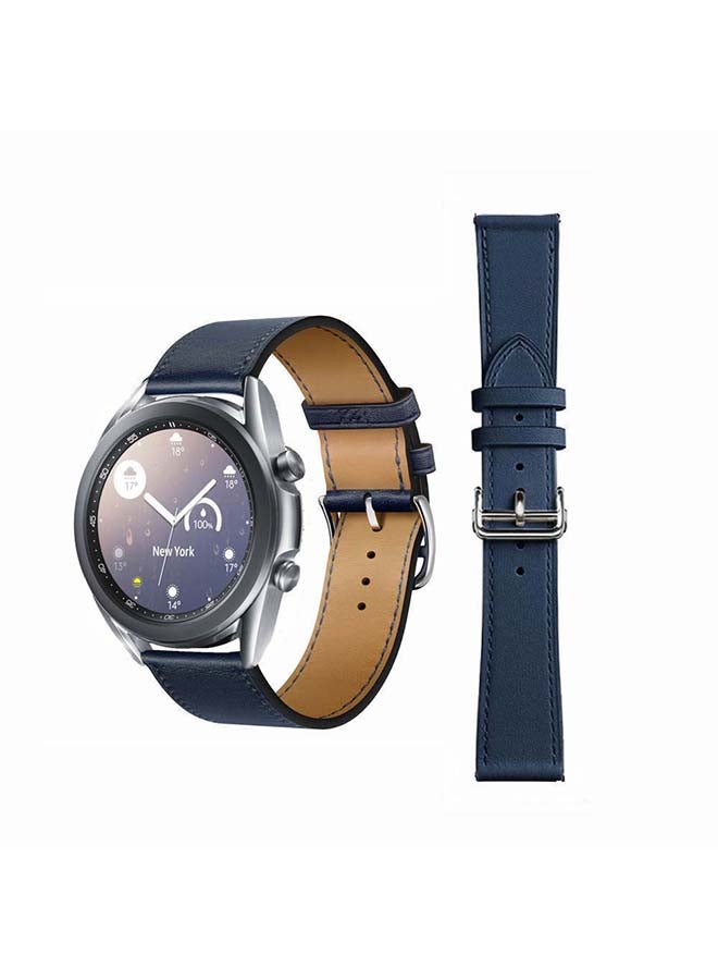 Perfii Supreme Genuine Leather Replacement Band For Samsung Galaxy Watch3 41mm Navy - Image 1