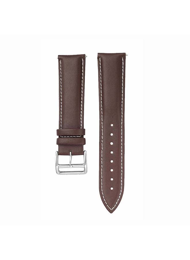 Perfii Genuine Leather Replacement Band for Samsung Galaxy Watch3 41mm Brown/White Stitch
