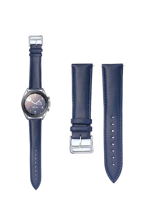 Perfii Genuine Leather Replacement Band for Samsung Galaxy Watch3 41mm Dark Blue - Image 1