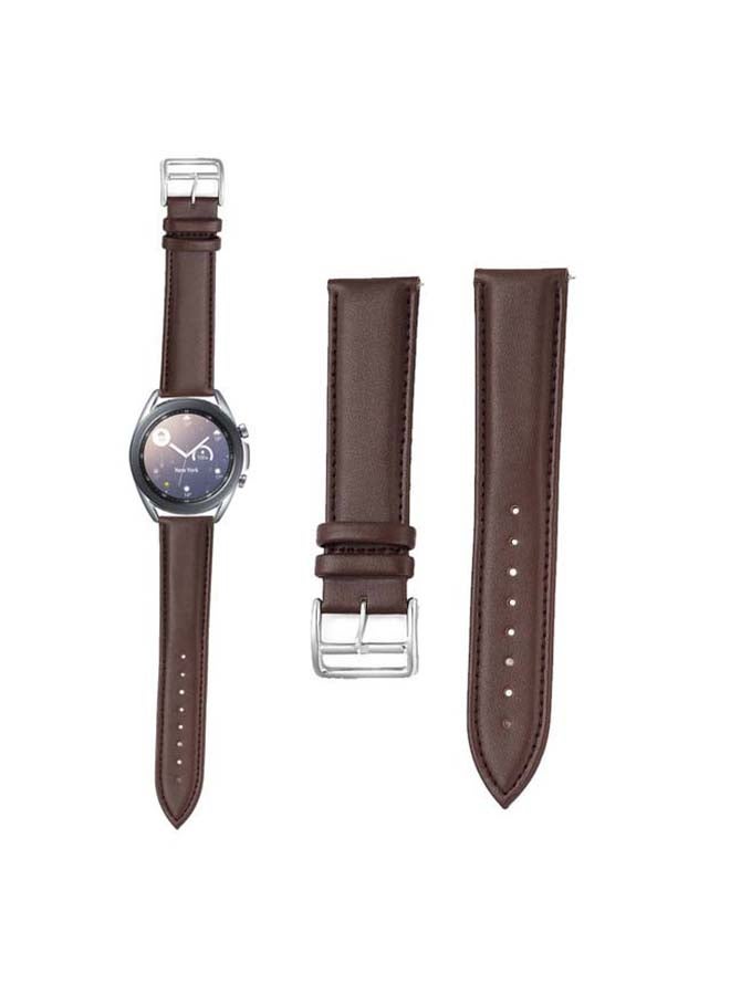 Perfii Genuine Leather Replacement Band for Samsung Galaxy Watch3 41mm Dark Brown - Image 1