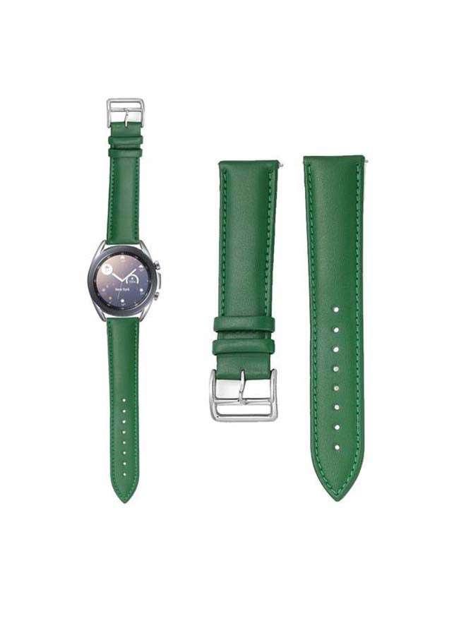 Perfii Genuine Leather Replacement Band for Samsung Galaxy Watch3 41mm Green - Image 1