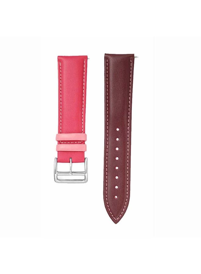 Perfii Genuine Leather Replacement Band for Samsung Galaxy Watch4 42/46mm Wine Pink - Image 2