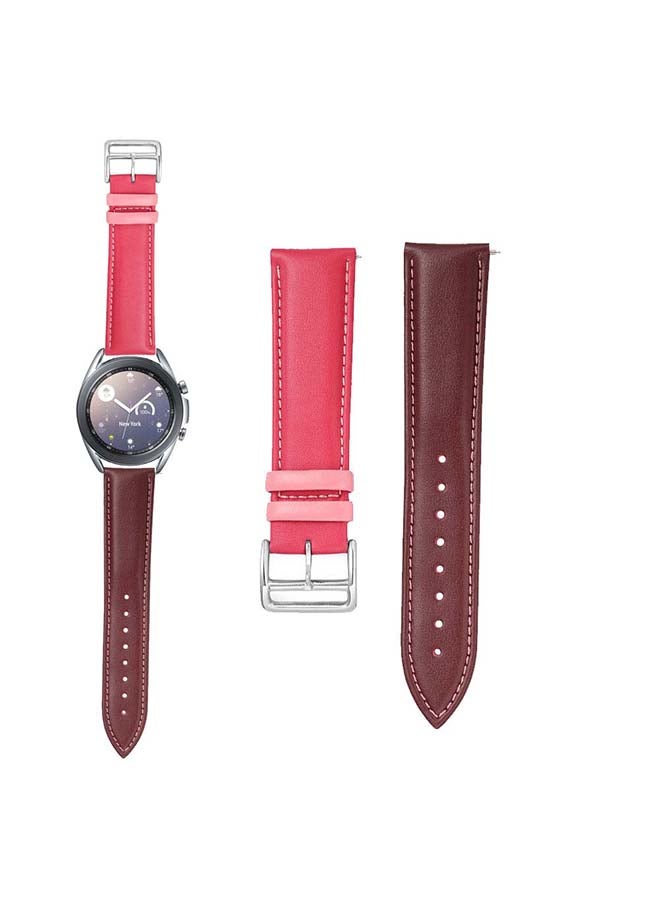 Perfii Genuine Leather Replacement Band for Samsung Galaxy Watch4 42/46mm Wine Pink - Image 1