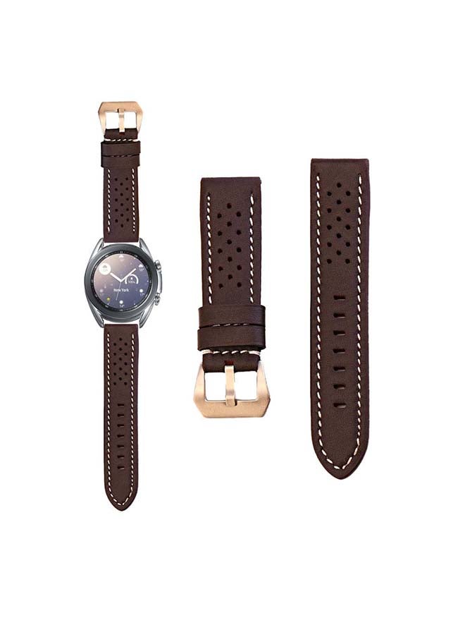 بيرفيي سوار بديل من الجلد الطبيعي لساعة سامسونج جالاكسي 3 مقاس 41 مم بني غامق - Image 1