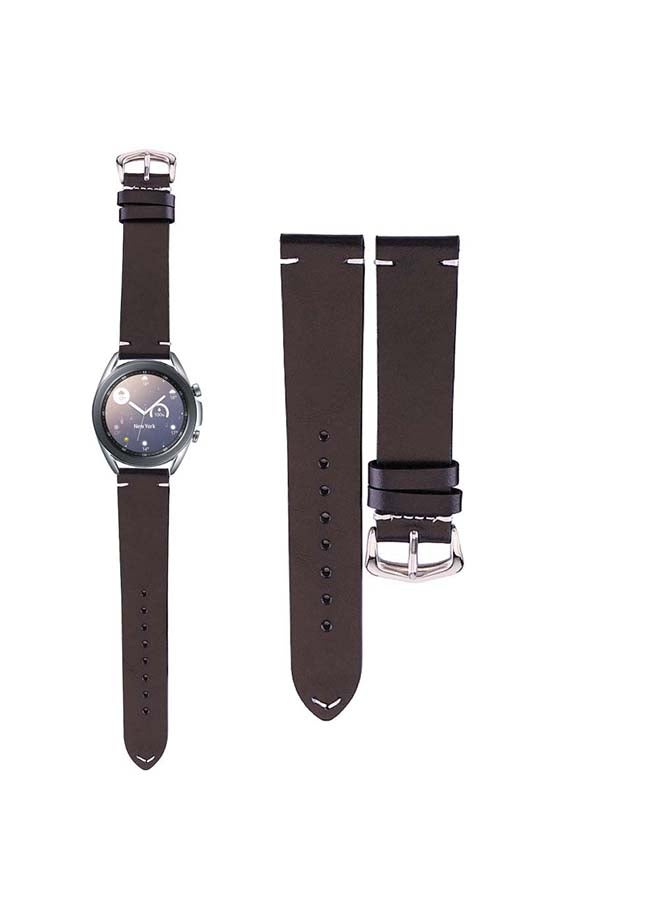 Perfii Genuine Leather Replacement Band for Samsung Galaxy Watch3 41mm Dark Brown - Image 1