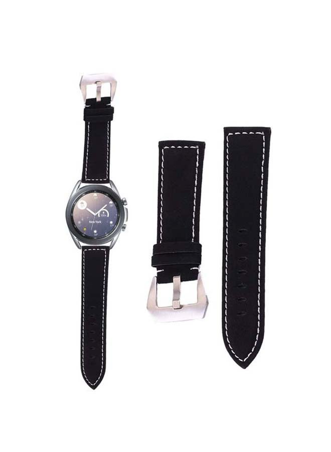 بيرفيي سوار بديل من الجلد الطبيعي لساعة سامسونج جالاكسي 3 مقاس 41 مم أسود - Image 1