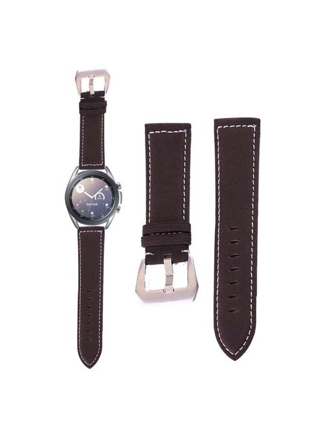 Perfii Washed Genuine Leather Replacement Band For Samsung Galaxy Watch3 41mm Dark Brown - Image 1