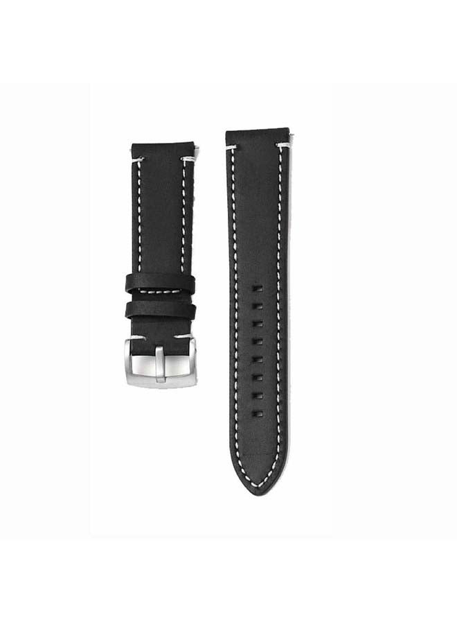 Perfii Genuine Leather Replacement Band for Samsung Galaxy Watch3 41mm Black - Image 2