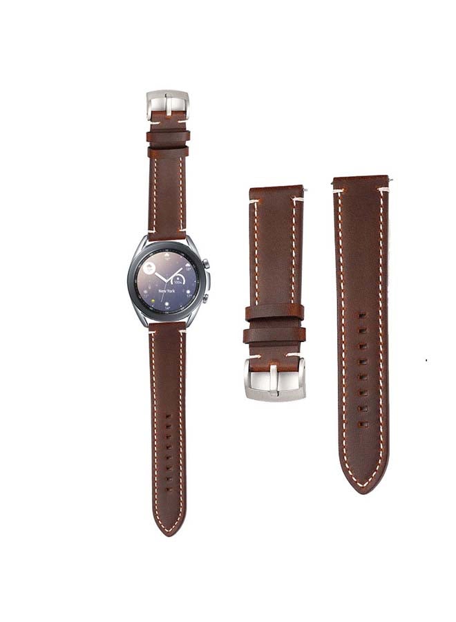 بيرفيي سوار بديل من الجلد الطبيعي لساعة سامسونج جالاكسي 3 مقاس 41 مم بني غامق - Image 1