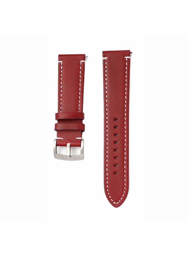 Perfii Genuine Leather Replacement Band for Samsung Galaxy Watch3 41mm Red - Image 2