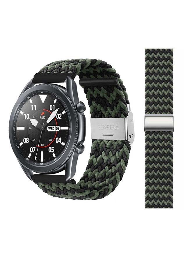 Perfii Adjustable Braided Solo Loop Band for Samsung Galaxy Watch3 45mm Black/Green - Image 1