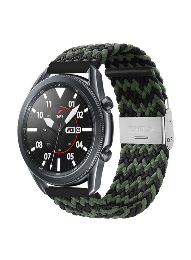 Perfii Adjustable Braided Solo Loop Band for Samsung Galaxy Watch3 45mm Black/Green - Image 2