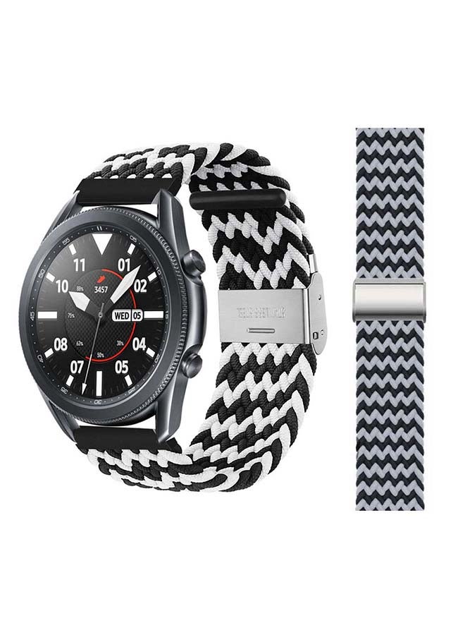 Perfii Adjustable Braided Solo Loop Band for Samsung Galaxy Watch3 45mm Black/White - Image 1