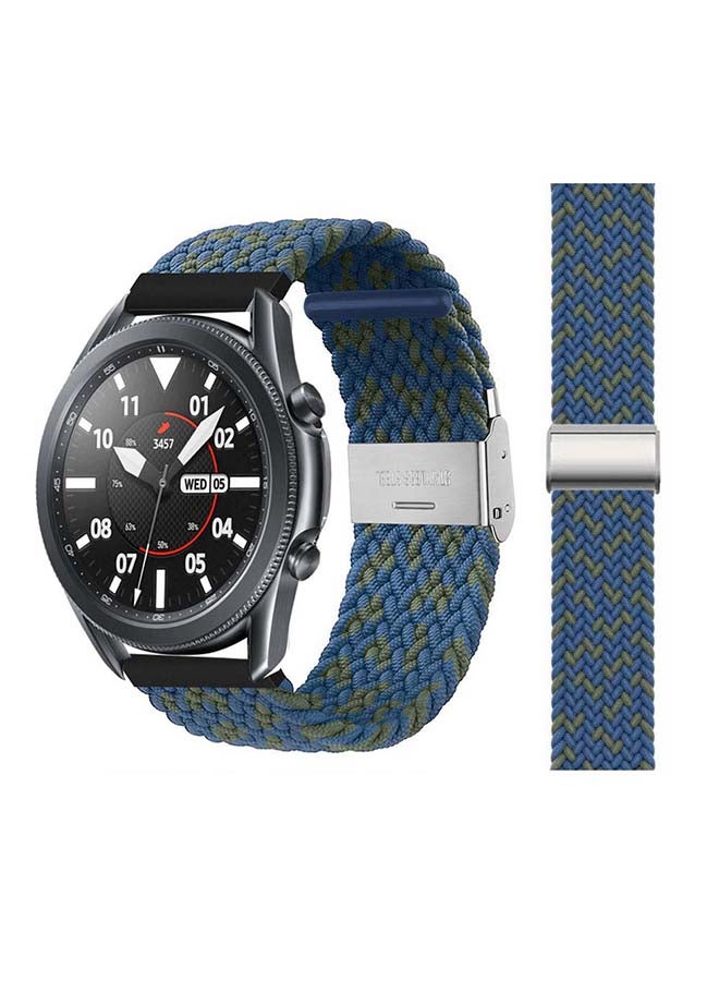 Perfii Adjustable Braided Solo Loop Band for Samsung Galaxy Watch3 45mm Blue/Green - Image 1