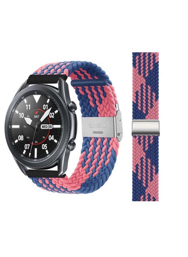 بيرفيي Adjustable Braided Solo Loop Band for Samsung Galaxy Watch3 45mm Blue/Pink - Image 1