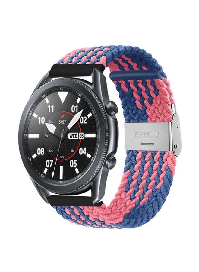 بيرفيي Adjustable Braided Solo Loop Band for Samsung Galaxy Watch3 45mm Blue/Pink - Image 2
