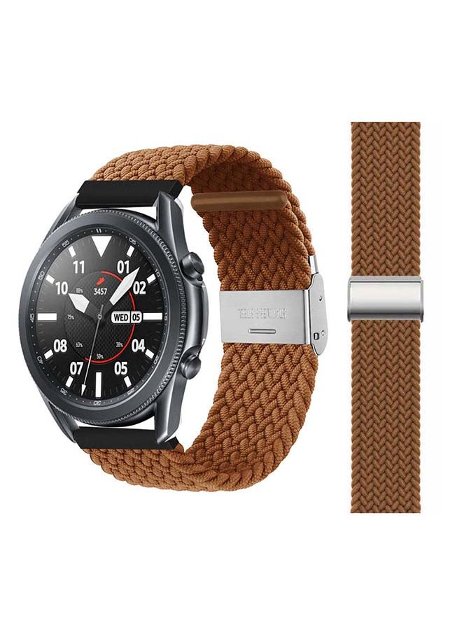 Perfii Adjustable Braided Solo Loop Band for Samsung Galaxy Watch3 45mm Brown - Image 1