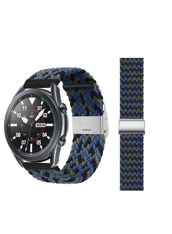 بيرفيي Adjustable Braided Solo Loop Band for Samsung Galaxy Watch3 45mm Camouflage Blue - Image 1