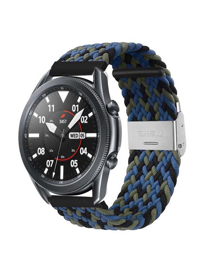 بيرفيي Adjustable Braided Solo Loop Band for Samsung Galaxy Watch3 45mm Camouflage Blue - Image 2