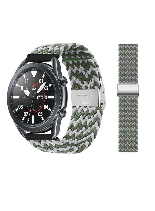 Perfii Adjustable Braided Solo Loop Band for Samsung Galaxy Watch3 45mm Green/Grey - Image 1