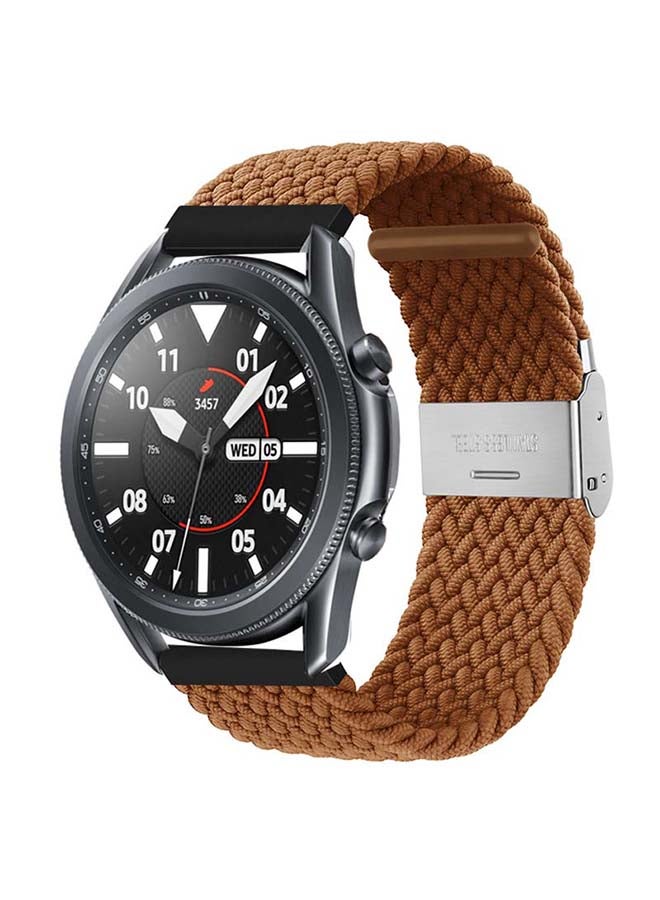 Perfii Adjustable Braided Solo Loop Band for Samsung Galaxy Watch3 45mm Brown - Image 2