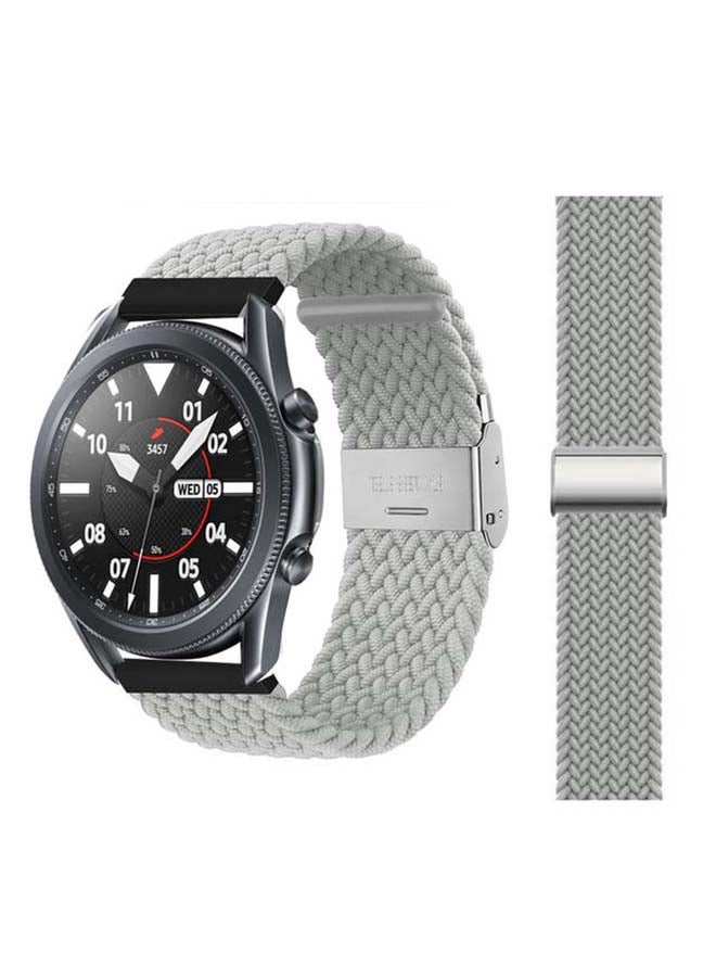 Perfii Adjustable Braided Solo Loop Band for Samsung Galaxy Watch3 45mm Pearl White - Image 1