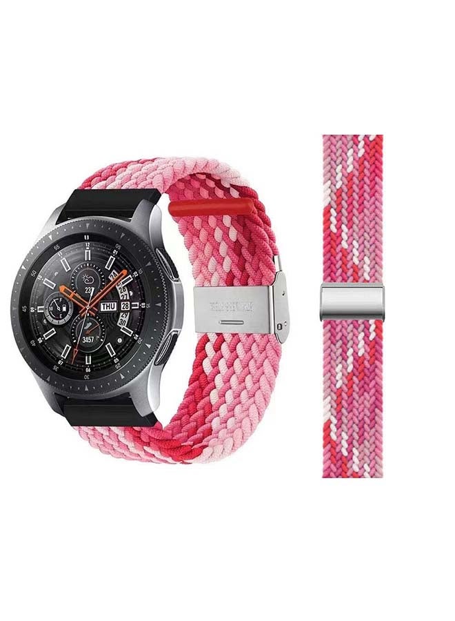 بيرفيي Adjustable Braided Solo Loop Band for Samsung Galaxy Watch3 45mm Pink/White/Red - Image 1