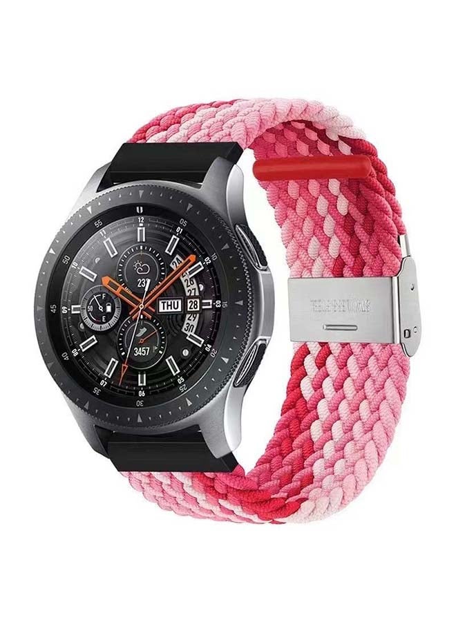 بيرفيي Adjustable Braided Solo Loop Band for Samsung Galaxy Watch3 45mm Pink/White/Red - Image 2