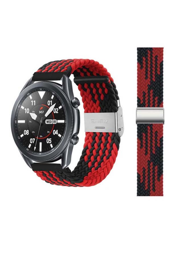 Perfii Adjustable Braided Solo Loop Band for Samsung Galaxy Watch3 45mm Black/Red - Image 1