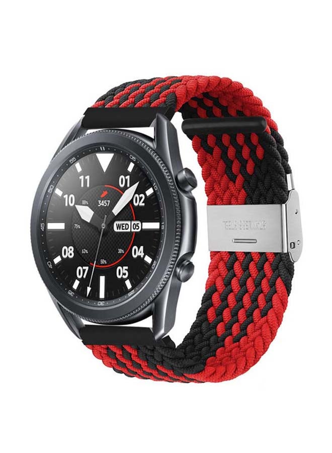 Perfii Adjustable Braided Solo Loop Band for Samsung Galaxy Watch3 45mm Black/Red - Image 2