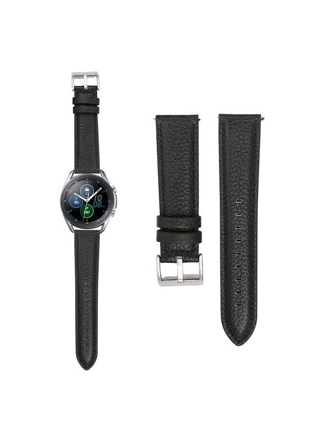Perfii Genuine Calf Leather Replacement Band for Samsung Galaxy Watch3 45mm Black - Image 1