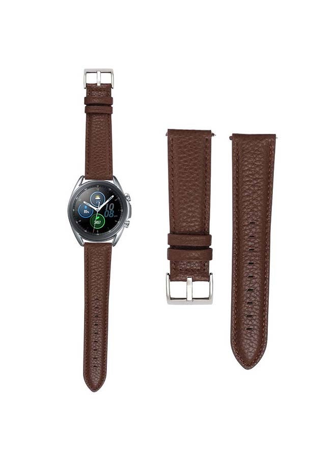 Perfii Genuine Calf Leather Replacement Band for Samsung Galaxy Watch3 45mm Brown - Image 1