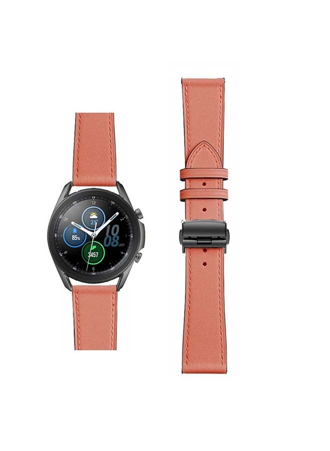 Perfii Genuine Leather Replacement Band for Samsung Galaxy Watch3 45mm Brown - Image 1