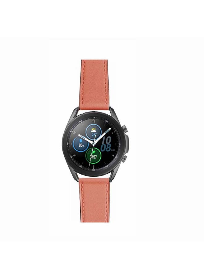Perfii Genuine Leather Replacement Band for Samsung Galaxy Watch3 45mm Brown - Image 2