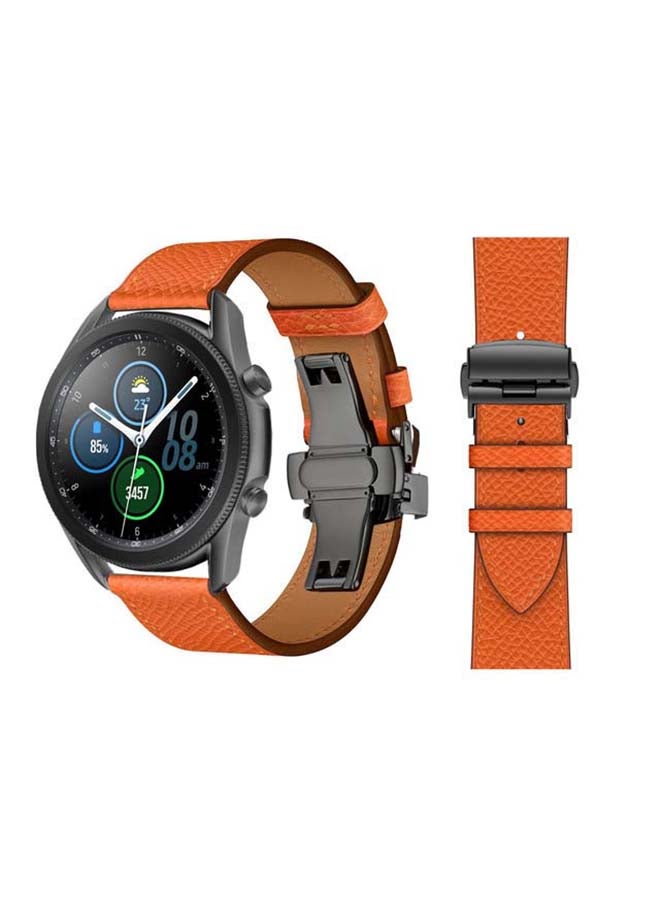 بيرفيي سوار بديل من الجلد الطبيعي لساعة سامسونج جالاكسي 3 مقاس 45 مم برتقالي - Image 1