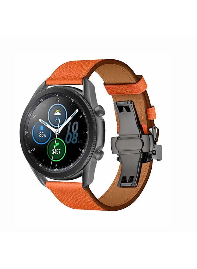 بيرفيي سوار بديل من الجلد الطبيعي لساعة سامسونج جالاكسي 3 مقاس 45 مم برتقالي - Image 2