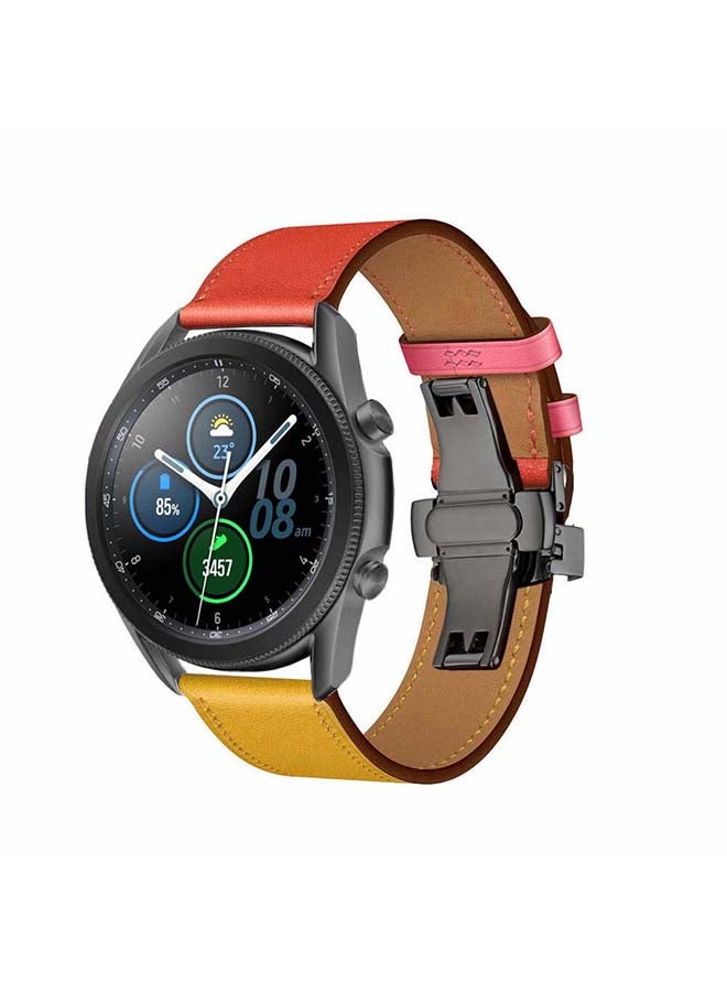 Perfii Genuine Leather Replacement Band for Samsung Galaxy Watch3 45mm Multicolour