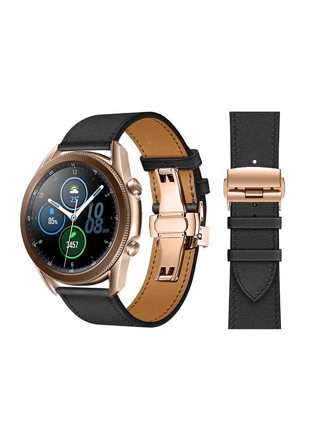 بيرفيي سوار بديل من الجلد الطبيعي لساعة سامسونج جالاكسي 3 مقاس 45 مم أسود - Image 1