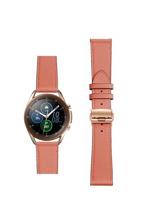 Perfii Genuine Leather Replacement Band for Samsung Galaxy Watch3 45mm Orange - Image 1