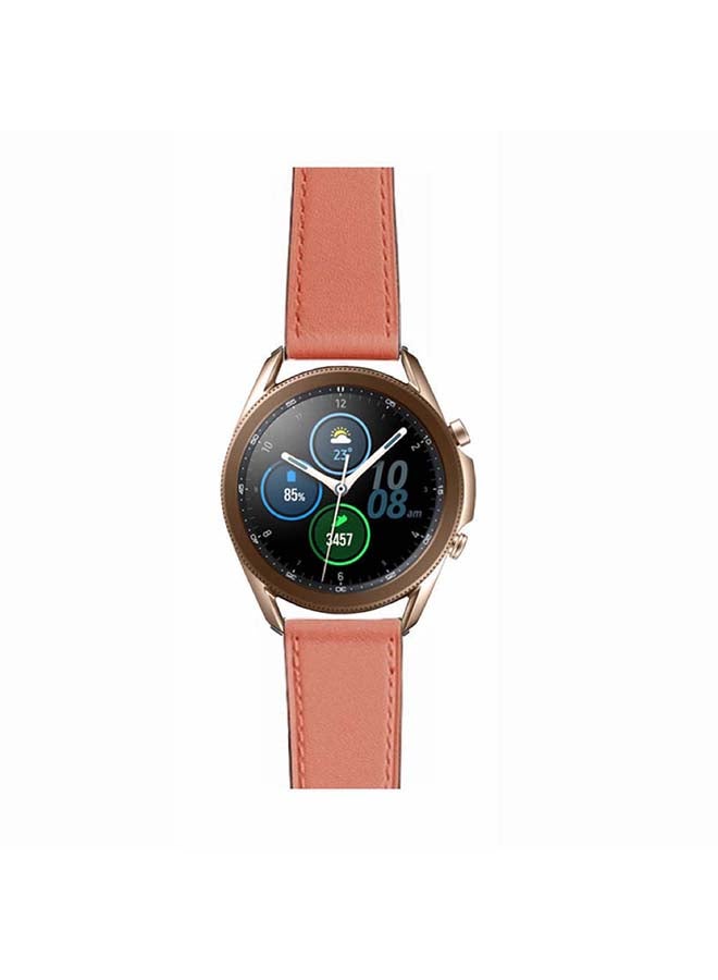 Perfii Genuine Leather Replacement Band for Samsung Galaxy Watch3 45mm Orange - Image 2