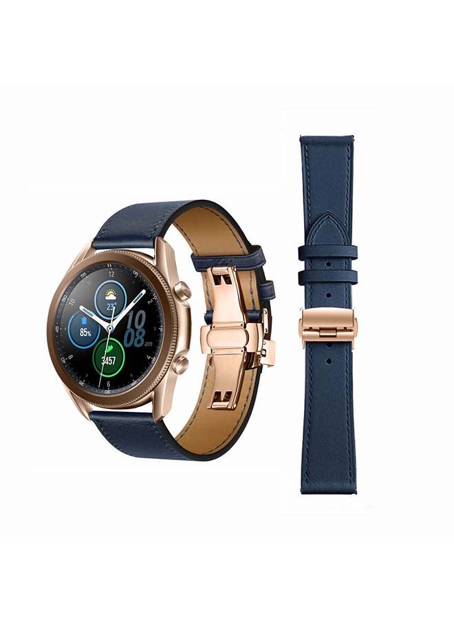 بيرفيي سوار بديل من الجلد الطبيعي لساعة سامسونج جالاكسي 3 مقاس 45 مم أزرق - Image 1