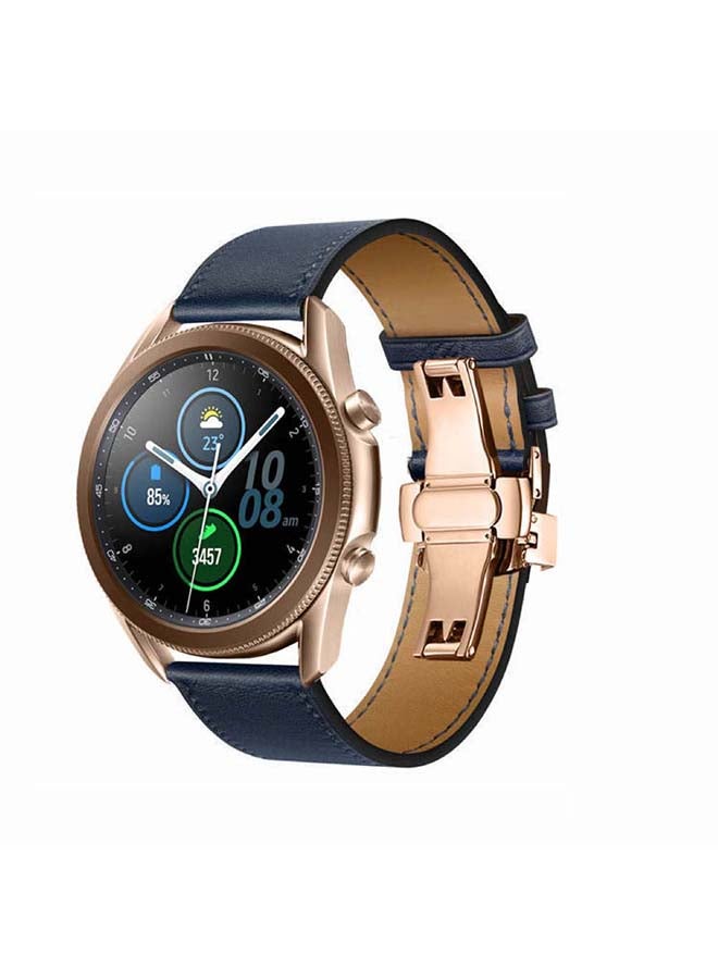 بيرفيي سوار بديل من الجلد الطبيعي لساعة سامسونج جالاكسي 3 مقاس 45 مم أزرق - Image 2