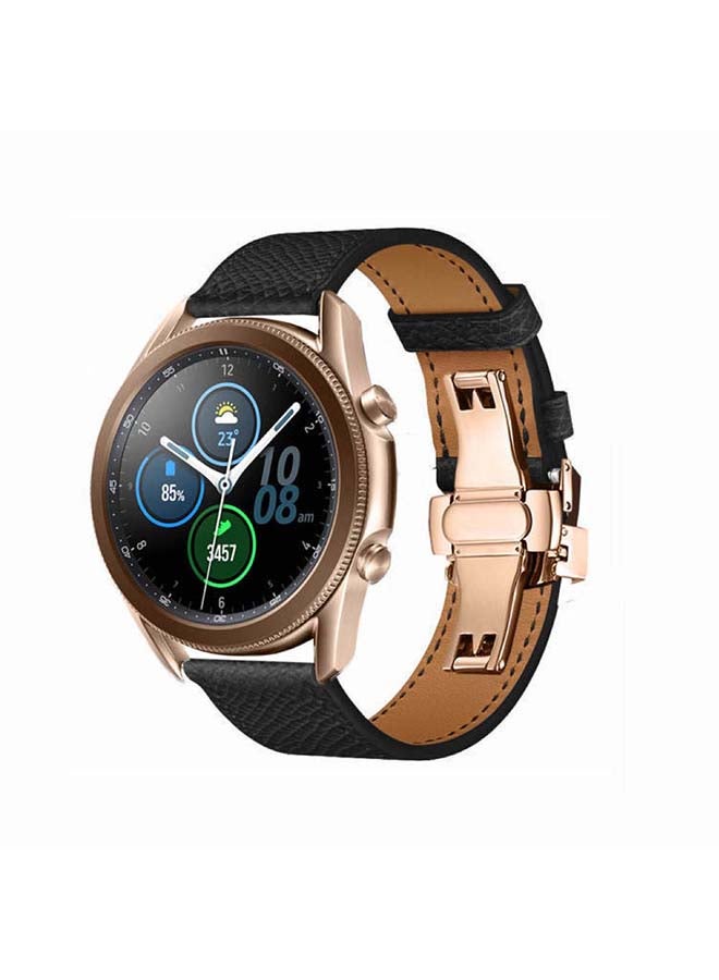 Perfii Genuine Leather Replacement Band for Samsung Galaxy Watch3 45mm Black - Image 2