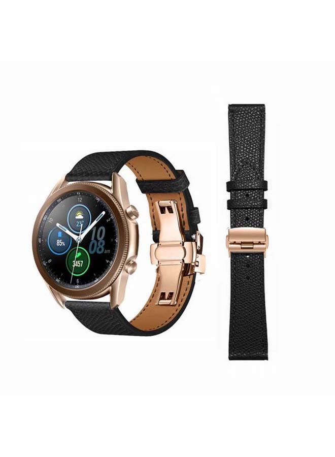 Perfii Genuine Leather Replacement Band for Samsung Galaxy Watch3 45mm Black - Image 1