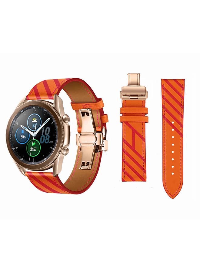 بيرفيي سوار بديل من الجلد الطبيعي لساعة سامسونج جالاكسي 3 مقاس 45 مم برتقالي - Image 1